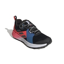 adidas Terrex Two Boa (BOA-Schnürsystem, atmungsaktiv, bequem) schwarz/blau/rot Trail-Laufschuhe Herren